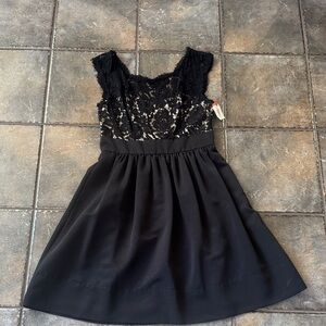 Eliza J Black and Cream Lace Kids Dress